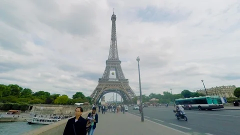 FRANCE Paris cityscape Eiffel tower motion time-lapse hyperlapse Stock Footage 110927183