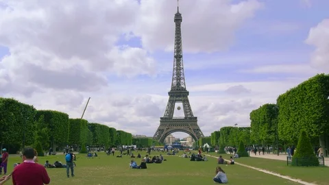 FRANCE Paris cityscape Eiffel tower motion time-lapse hyperlapse Stock Footage 110929432