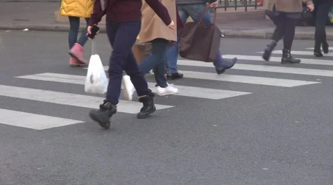 France, Paris, crossing, intersection, zebra, Boulevard Haussman Stock Footage 58574086