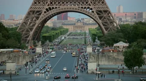 FRANCE, PARIS Eiffel Tower at the dawn, vertical pan Stock Footage 63033556