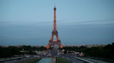 FRANCE, PARIS Eiffel Tower in the evening, time-lapse Stock Footage 63033393