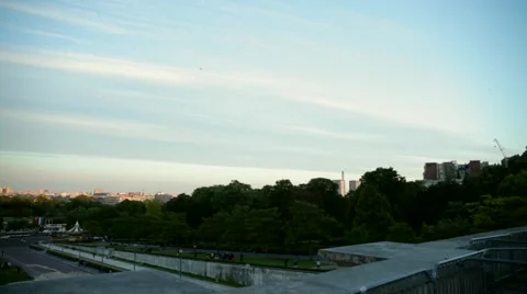FRANCE, PARIS: Eiffel Tower in the evening, horizontal pan. Trocadero Stock Footage 63033457