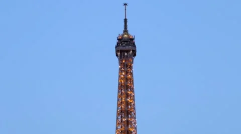 FRANCE, PARIS: Eiffel Tower in evening time, Roland Garros, vertical pan Stock Footage 64919254