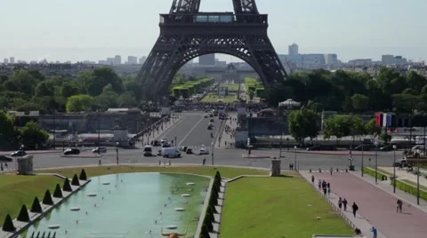 FRANCE, PARIS: Eiffel Tower in the sunshine day, vertical Stock Footage 64918844