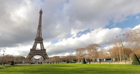 France Paris Eiffel Tower wrought iron lattice tower on the Champ de Mars Stock Footage 87947767