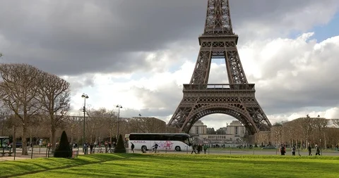 France Paris Eiffel Tower wrought iron lattice tower on the Champ de Mars Stock Footage 87947832
