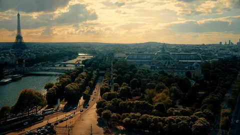 France Paris Eiffel Tower wrought iron lattice tower on the Champ de Mars Stock Footage 89885069