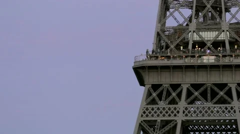 FRANCE, PARIS Middle of Eiffel Tower, horizontal pan Stock Footage 63033437