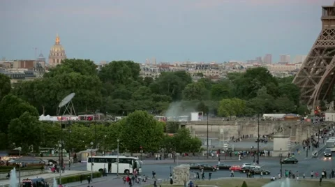 FRANCE, PARIS: Part of Eiffel Tower at sunset Stock Footage 63033570