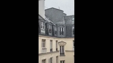 France: Paris Sees First Snowfall Of The Season 5 Stock Footage 293020535