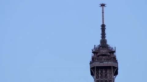 FRANCE, PARIS: Top of Eiffel Tower in the evening time Stock Footage 63033315