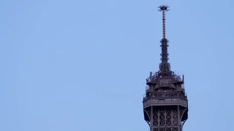 FRANCE, PARIS Top of Eiffel Tower in the evening time Stock Footage 71955733