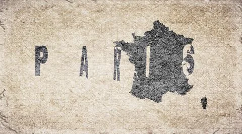 France Paris Typography Map Stock Illustration