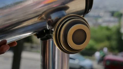 FRANCE, PARIS: Using binoculars for view and scenery, Montmartre Stock Footage 63033789