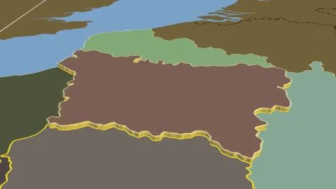 France - Picardie extruded on solid map Stock Illustration