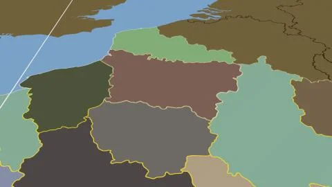 France - Picardie outlined on solid map Stock Illustration