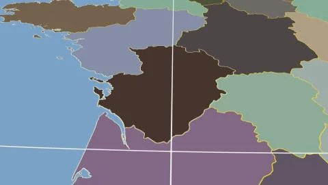 France - Poitou-Charentes outlined on solid map Illustrazione stock