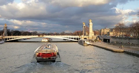 France The Pont Alexandre III is a deck arch bridge spans the Seine in Paris Stock Footage 87949562