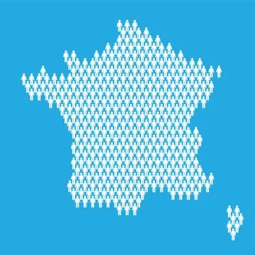 France population. Statistic map made from stick figure people Stock Illustration