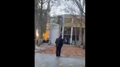 France: Post office ATM explosion during robbery in Roubaix, France Stock Footage 321190823