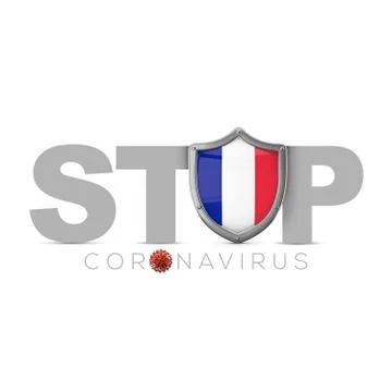France protective shield. Stop coronavius concept. 3D Render Stock Illustration
