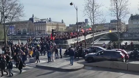 France: Protests Continue As Government Forces Through Pension Reform Stock Footage 236127367