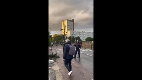 France: Rare tornado causes major destruction in Paris, France Stock Footage 320652647