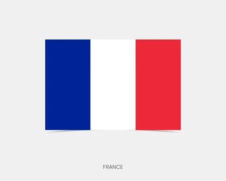 France Rectangle flag icon with shadow. Stock Illustration