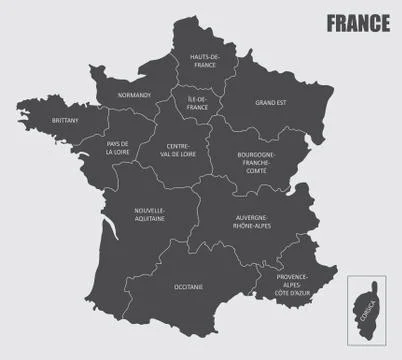 France regions map Stock Illustration