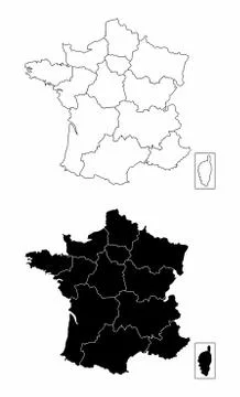 France regions maps Stock Illustration