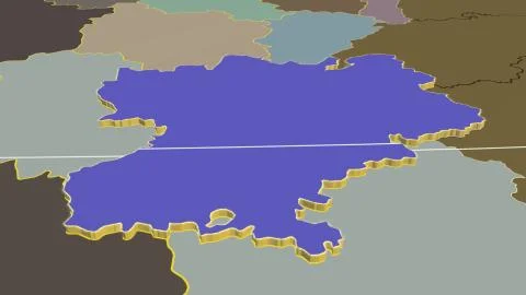 France - Rhone-Alpes extruded on solid map Stock Illustration