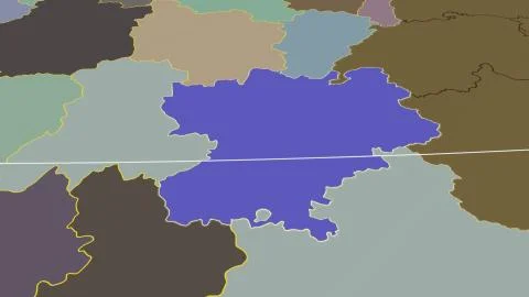 France - Rhone-Alpes outlined on solid map Illustrazione stock