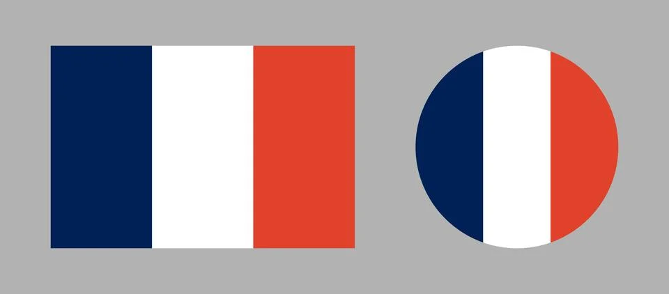 France round, rectangular flag icons. National rectangle, circle flag badges Illustrazione stock