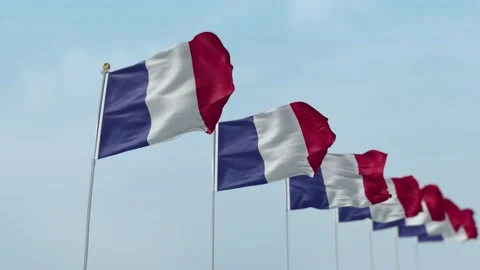 France Row Of Flags Animation Stock-Footage 136203124