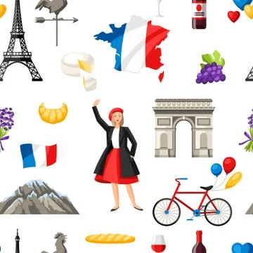 France seamless pattern. Stock Illustration