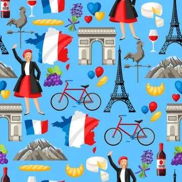 France seamless pattern. Stock Illustration