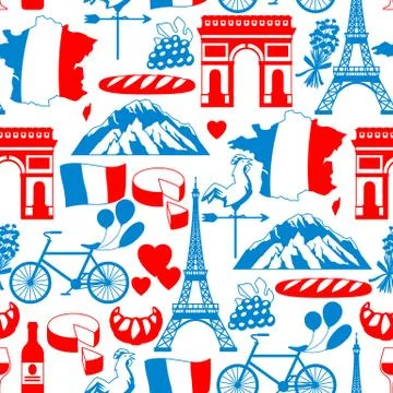 France seamless pattern. Stock Illustration