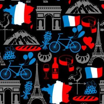 France seamless pattern. Stock Illustration
