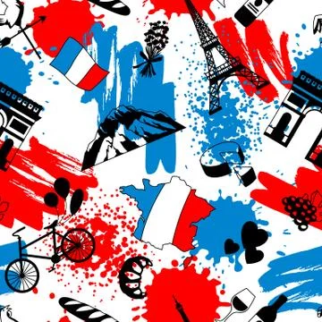 France seamless pattern. Stock Illustration