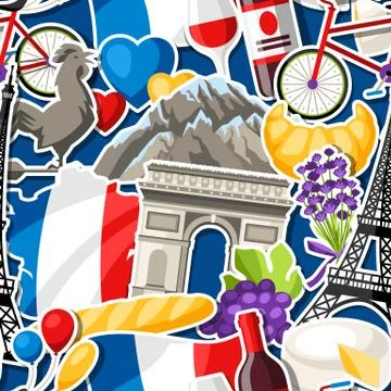 France seamless pattern. Stock Illustration