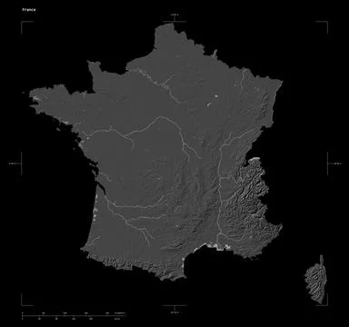 France shape on black. Bilevel Stock Illustration