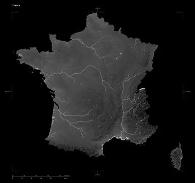 France shape on black. Grayscale Stock Illustration