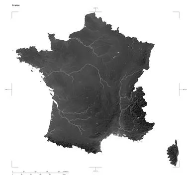 France shape on white. Grayscale Stock Illustration