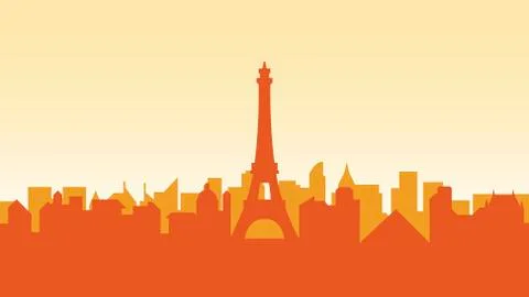 France silhouette architecture buildings town city country travel Stock Illustration