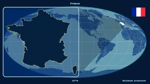 France - solid. Mollweide, left Illustrazione stock