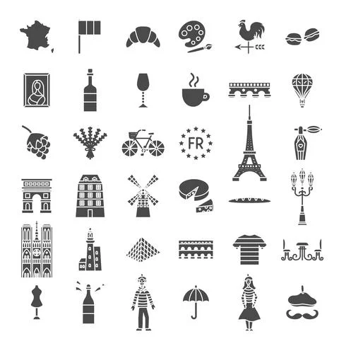 France Solid Web Icons Stock Illustration