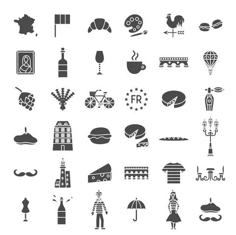 France Solid Web Icons Stock Illustration