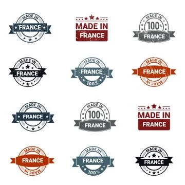 France stamp design set vector 스톡 일러스트