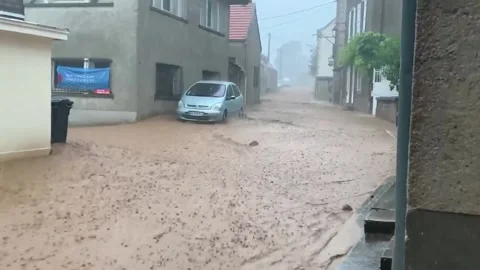 France: Storm Hits Cote-D'Or Amid Orange Warning, Power Cuts And Flooding Stock Footage
