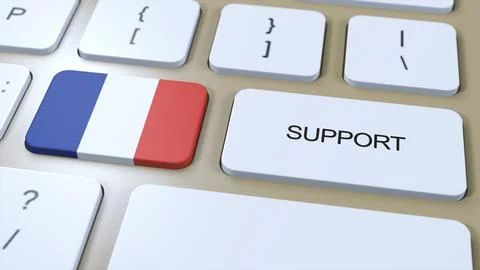 France Support Concept. Button Push 3D Illustration. Support of Country or Go Stock Illustration